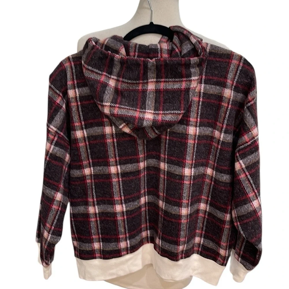 The Great. Teammate Hoodie Cedar House Plaid SZ M 2 Brown Red - Picture 8 of 11